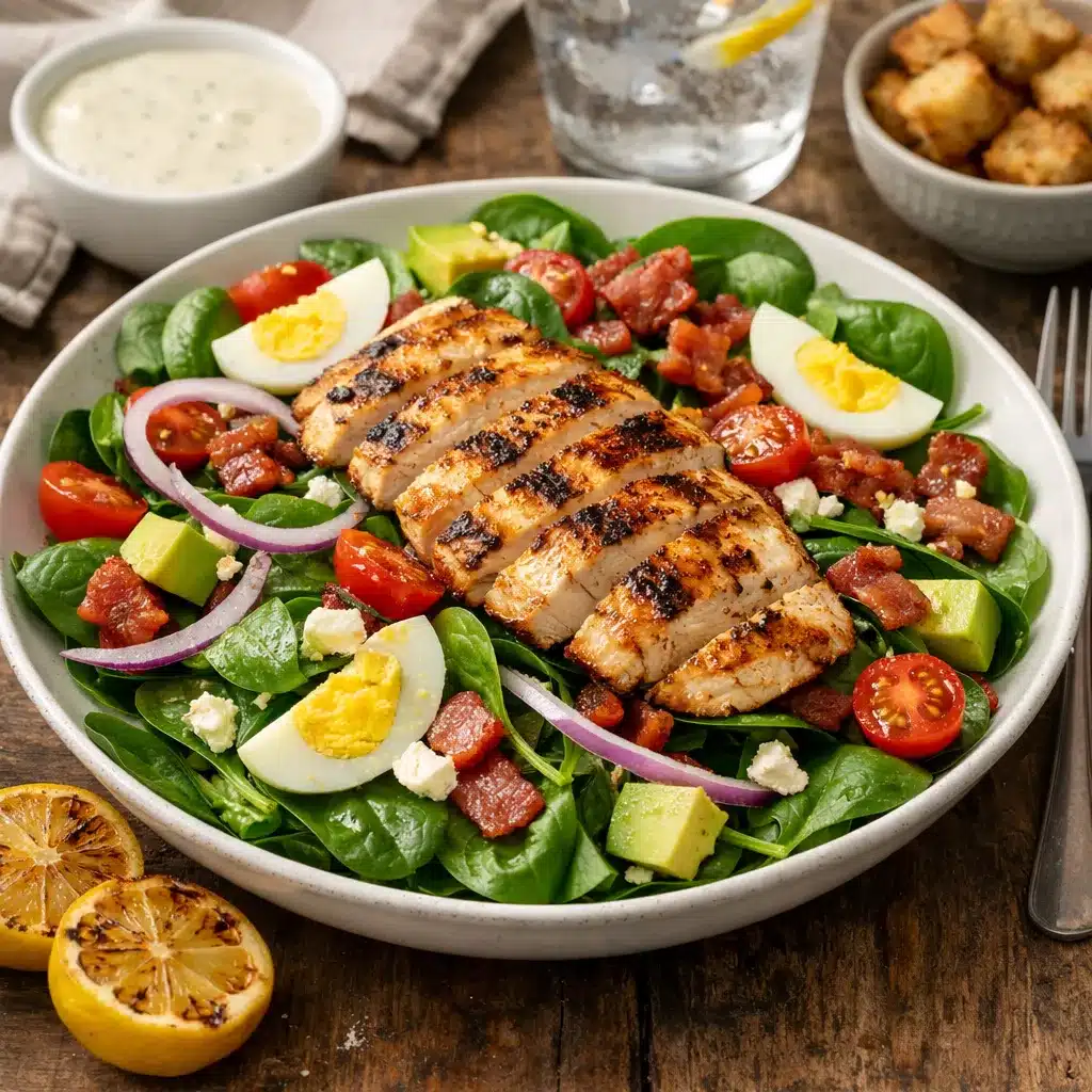 Sałatka z grillowanym kurczakiem i szpinakiem – kuchnia amerykańska