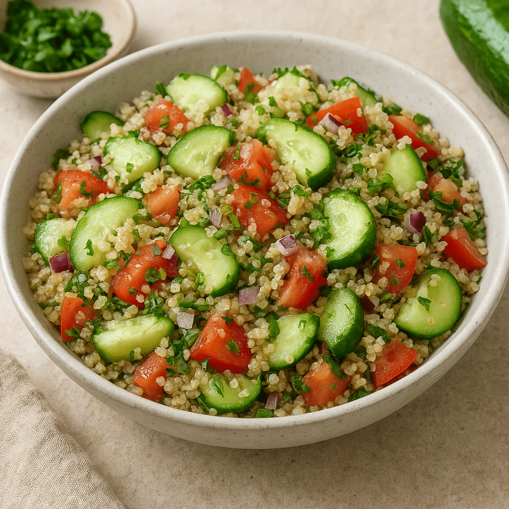 Sałatka z komosą i ogórkiem – kuchnia śródziemnomorska