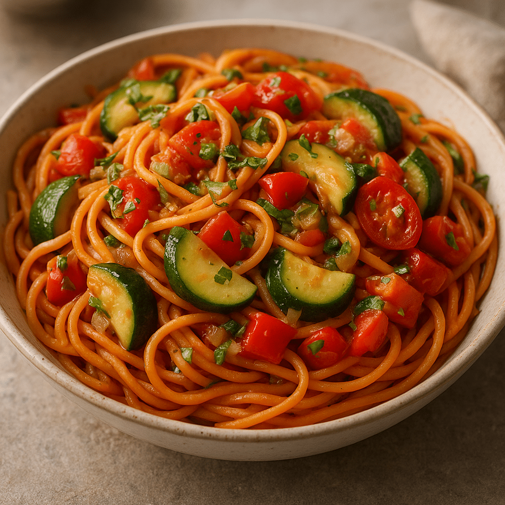 Makaron z soczewicy z warzywami – kuchnia włoska