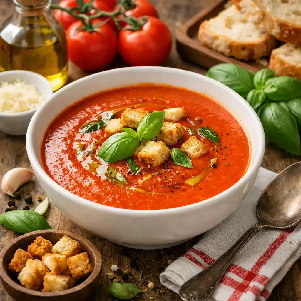 Zupa krem z pomidorów i bazylii – kuchnia włoska