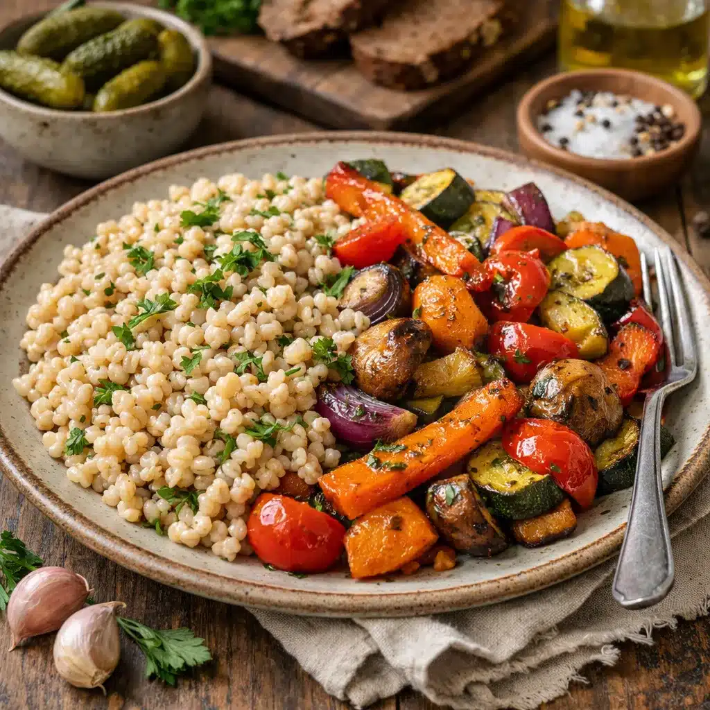 Kasza pęczak z pieczonymi warzywami – kuchnia polska