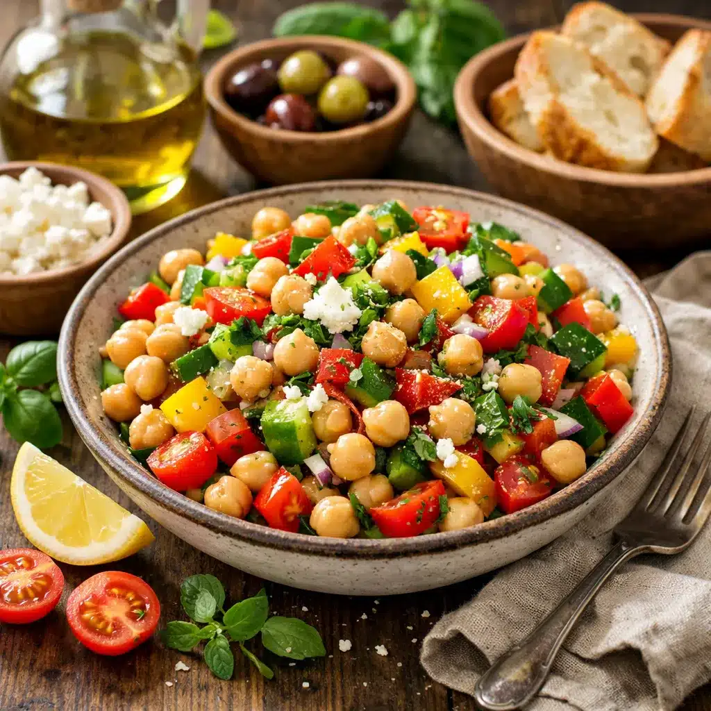 Sałatka z ciecierzycy i papryki – kuchnia śródziemnomorska
