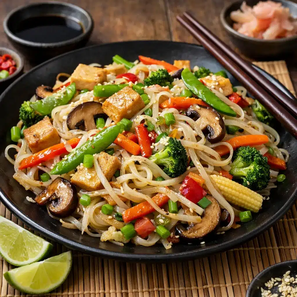 Makaron ryżowy z warzywami stir-fry – kuchnia azjatycka