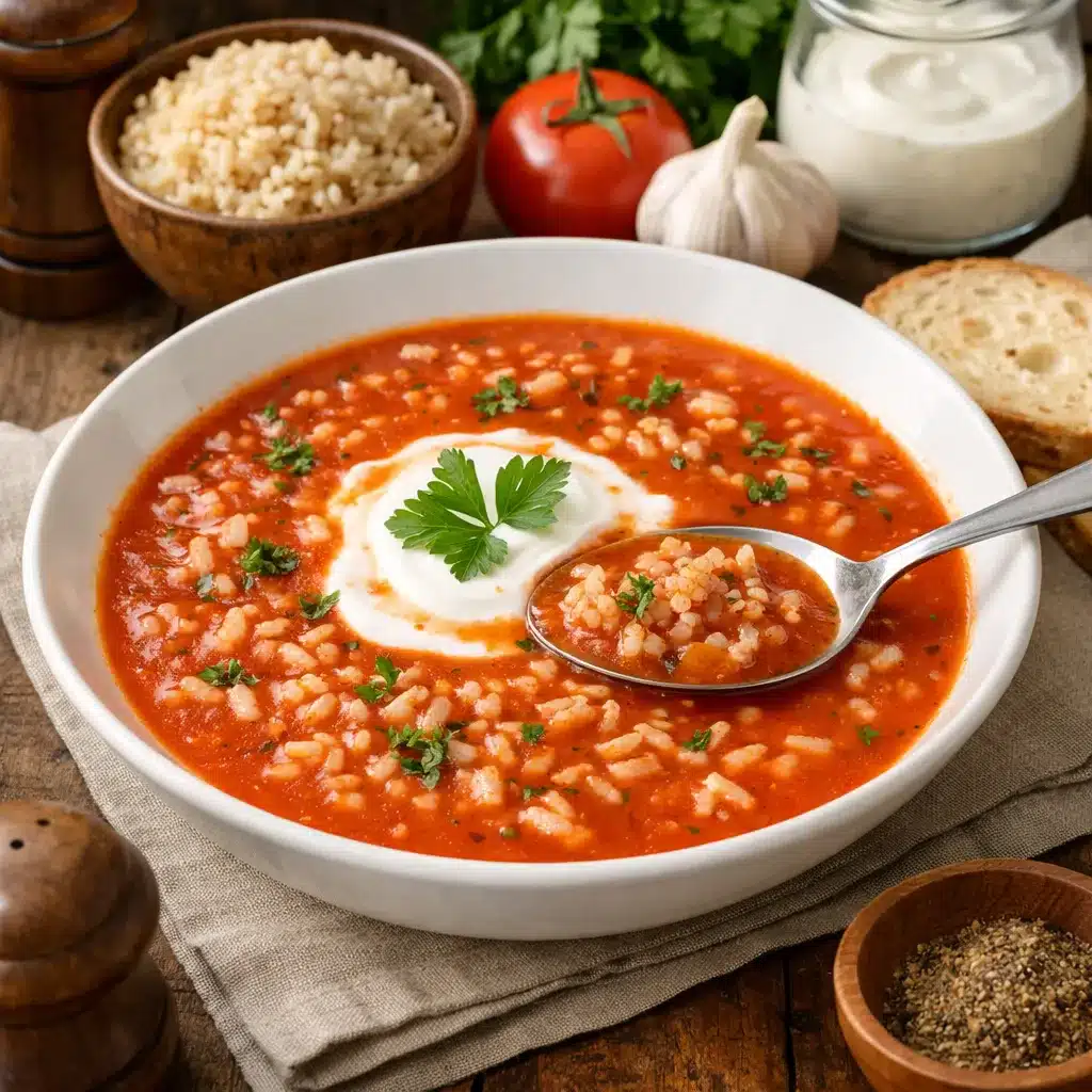 Zupa pomidorowa z ryżem brązowym – kuchnia polska