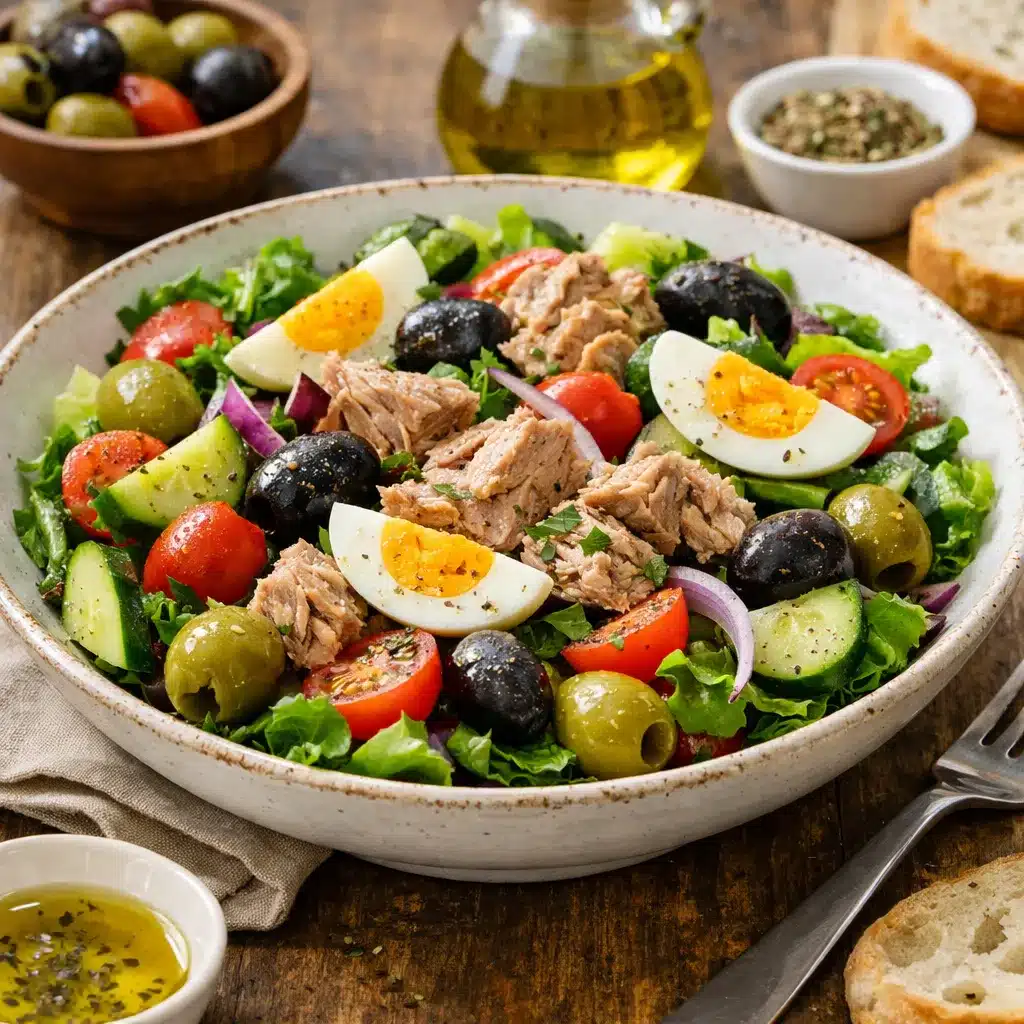 Sałatka z tuńczykiem i oliwkami – kuchnia śródziemnomorska