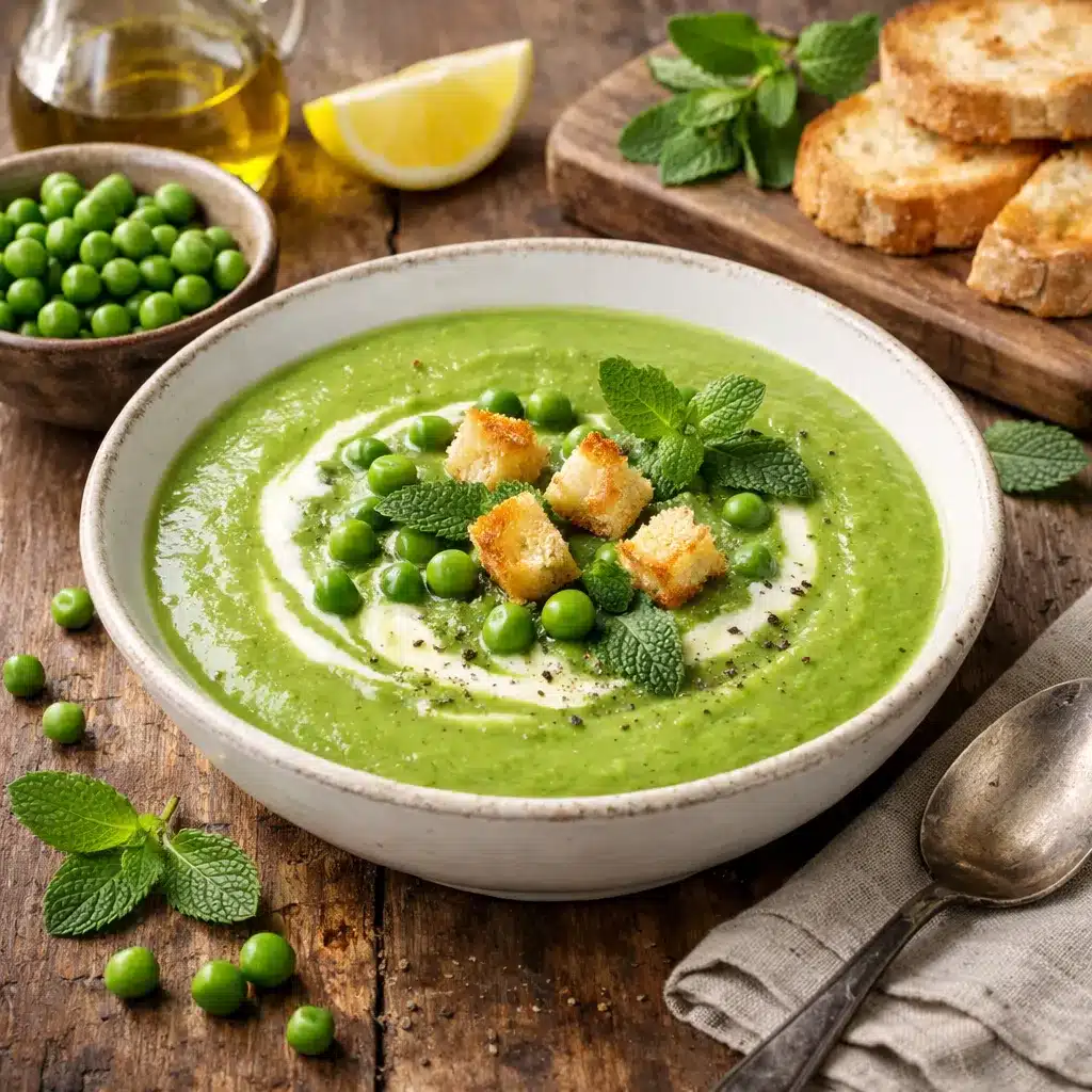Zupa krem z zielonego groszku i mięty – kuchnia europejska