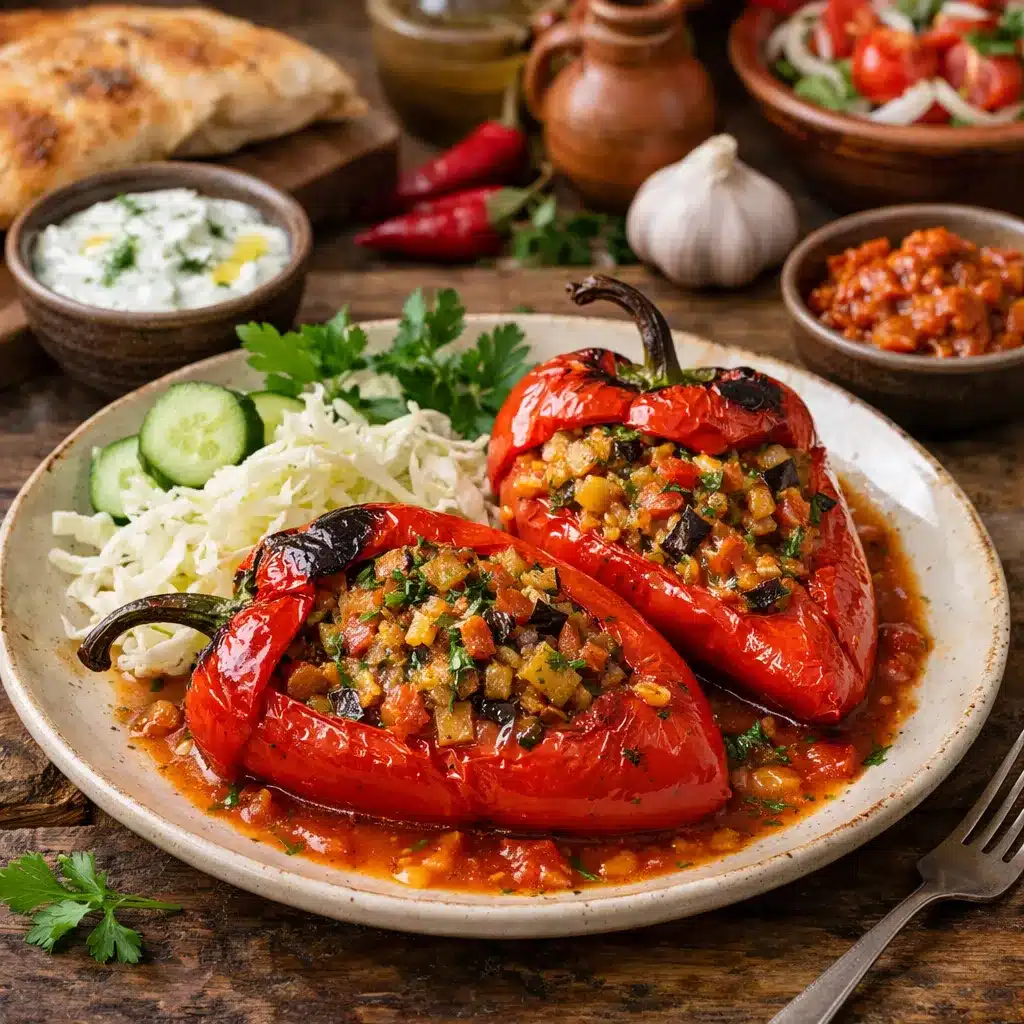 Pieczona papryka z farszem warzywnym – kuchnia bałkańska