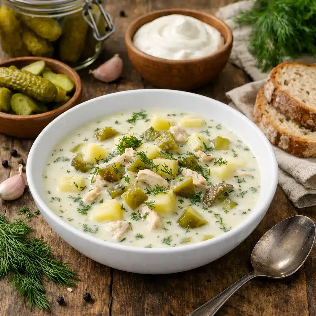 Zupa ogórkowa light na jogurcie – kuchnia polska