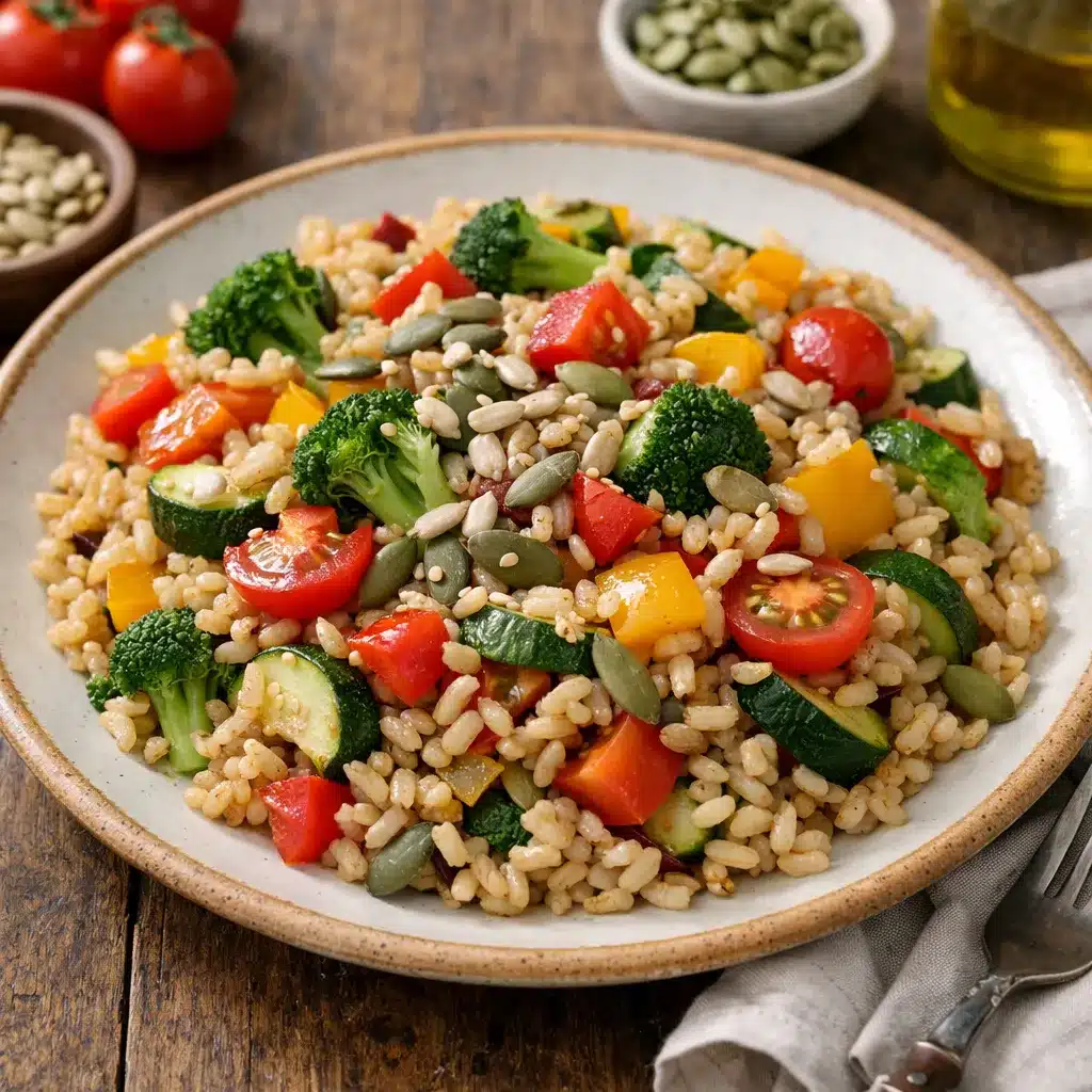 Ryż brązowy z warzywami i pestkami – kuchnia europejska