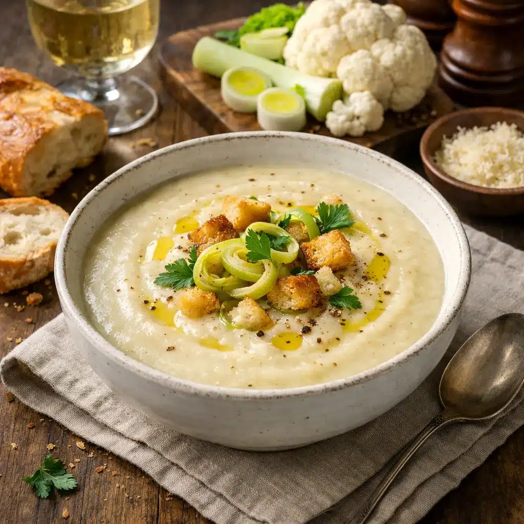 Zupa krem z kalafiora i pora – kuchnia francuska