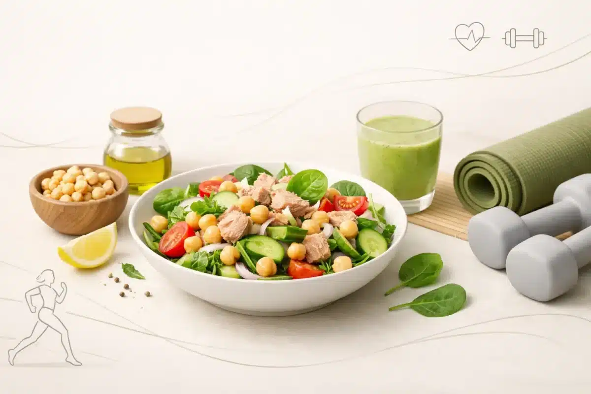 Sałatka z cieciorką i tuńczykiem fit