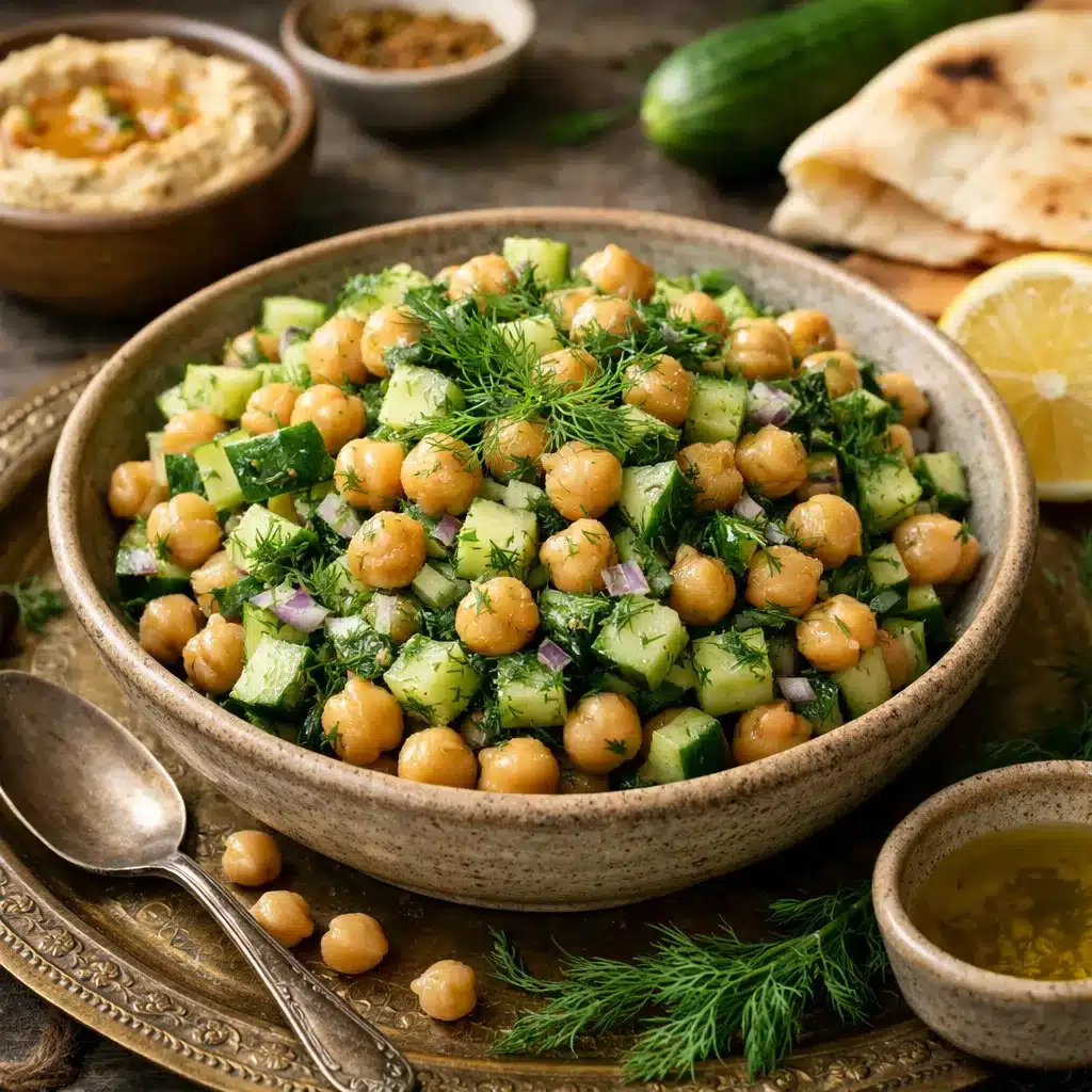 Sałatka z ciecierzycy, ogórka i koperku – kuchnia bliskowschodnia