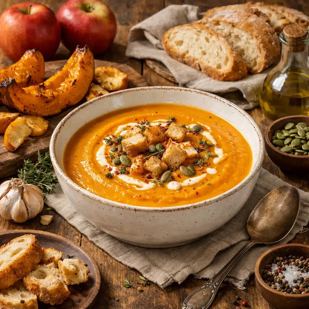 Zupa krem z pieczonej dyni i jabłka – kuchnia europejska