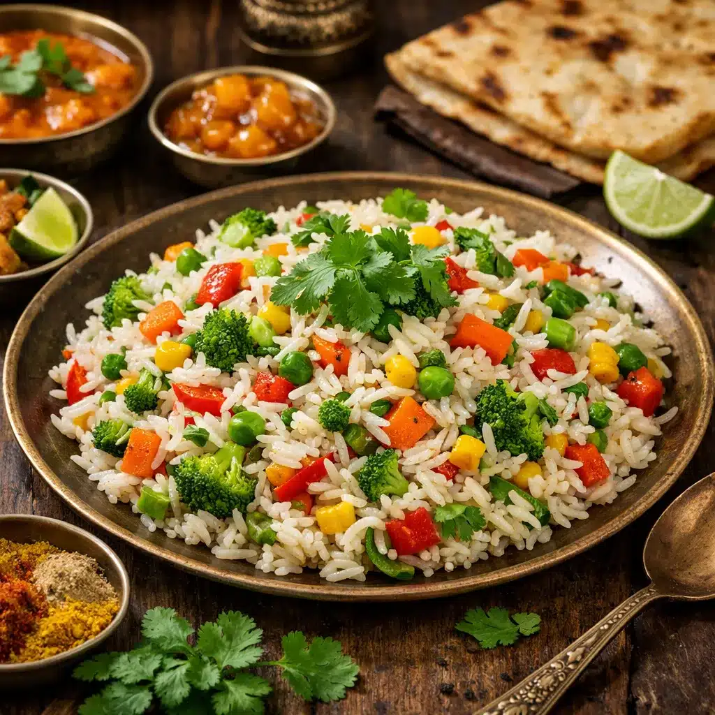 Ryż basmati z warzywami i kolendrą – kuchnia indyjska