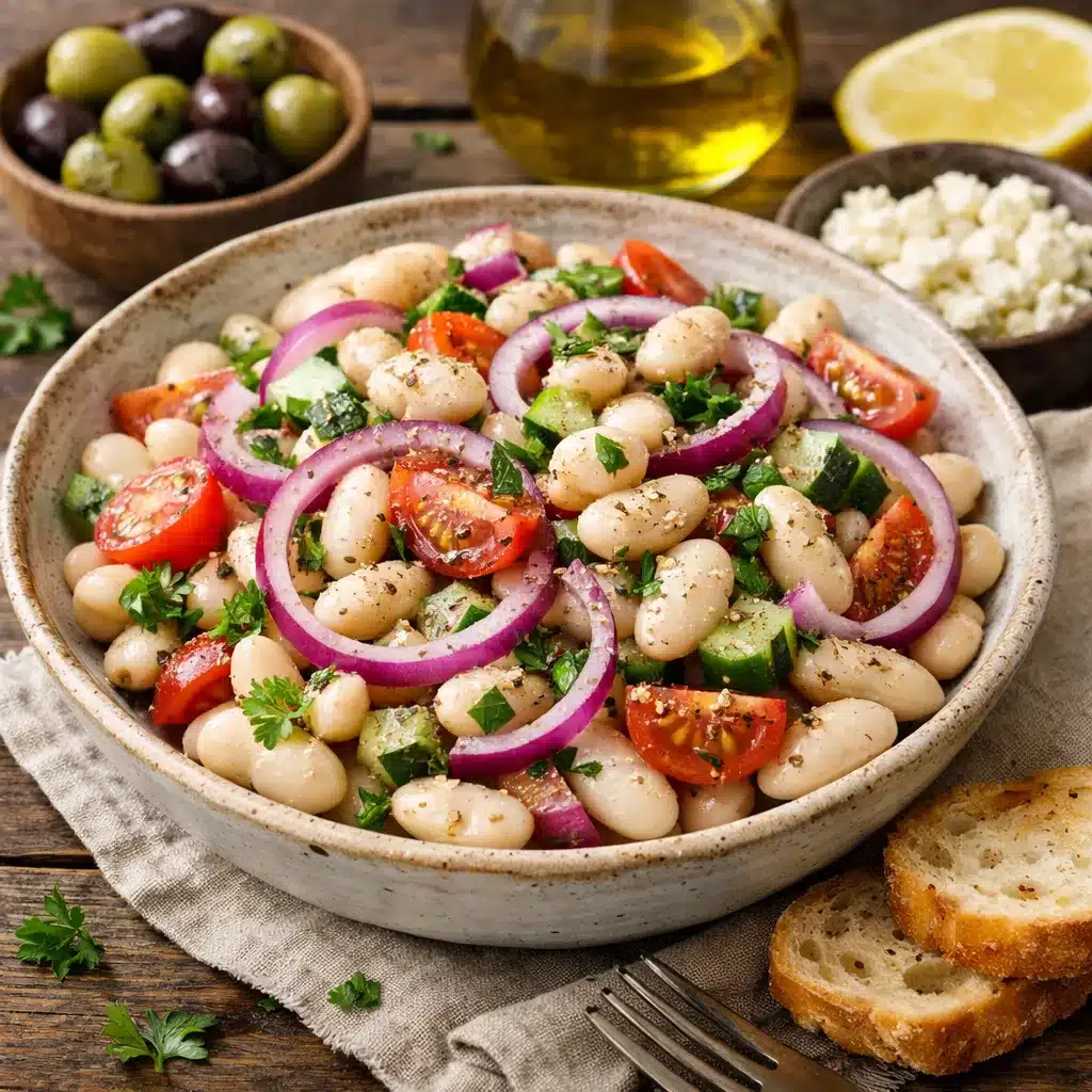 Sałatka z białej fasoli i czerwonej cebuli – kuchnia śródziemnomorska