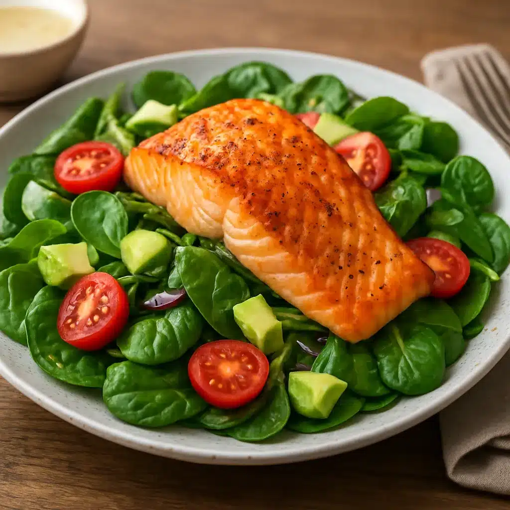Sałatka z pieczonym łososiem i szpinakiem – kuchnia skandynawska