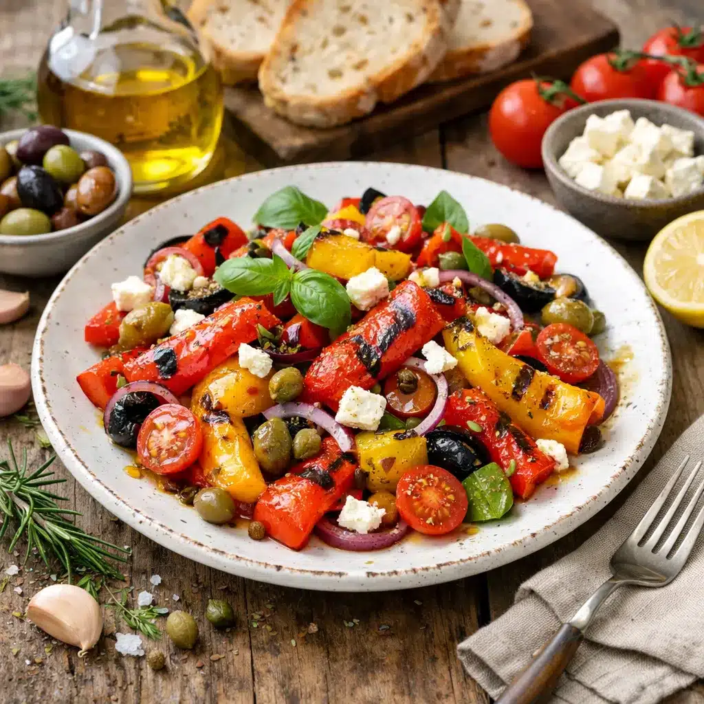 Sałatka z grillowaną papryką – kuchnia śródziemnomorska