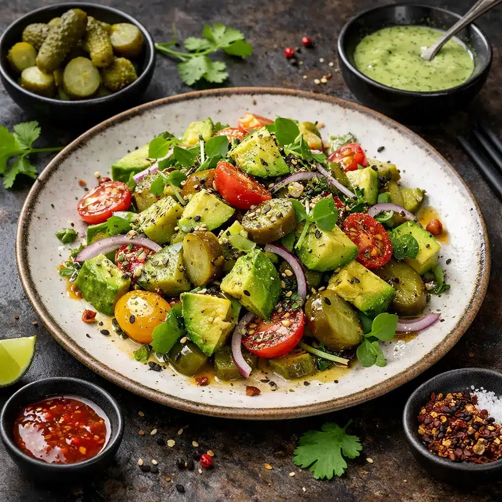 Sałatka z awokado i ogórkiem kiszonym – kuchnia fusion