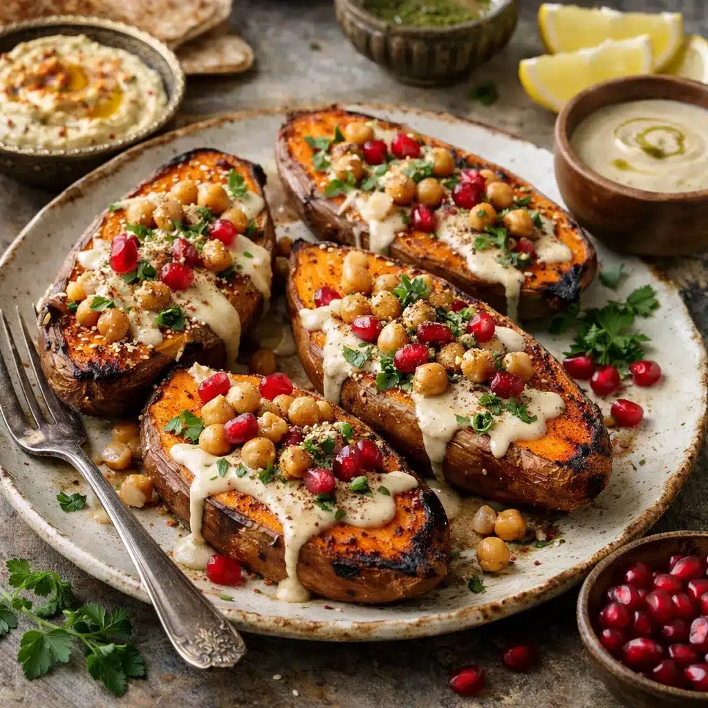 Pieczone bataty z pastą tahini – kuchnia bliskowschodnia