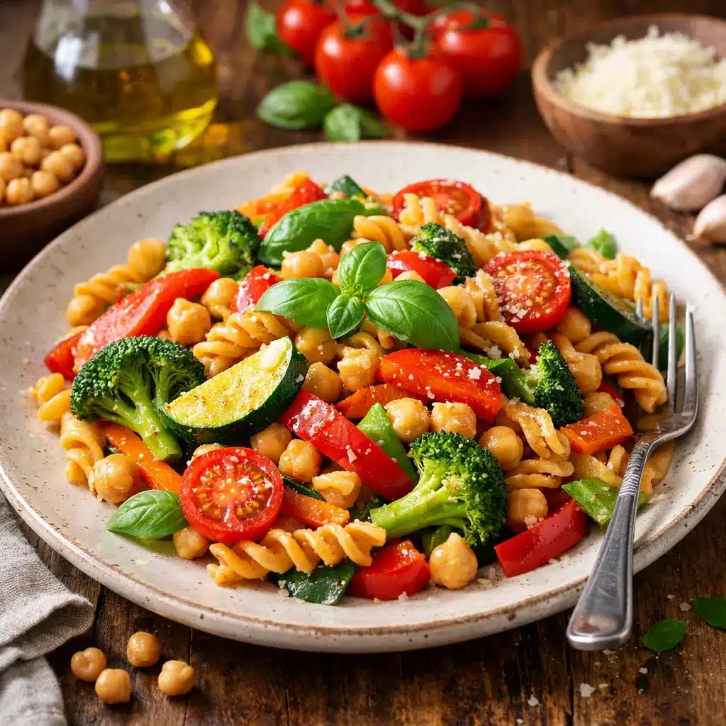 Makaron z ciecierzycy z warzywami stir-fry – kuchnia włoska