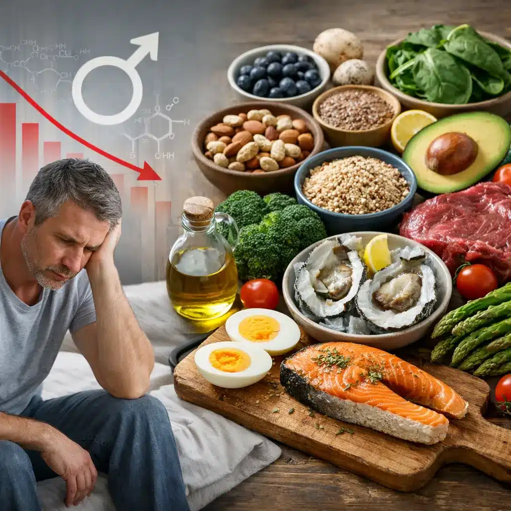 Spadek testosteronu po 40 a dieta wspierająca syntezę hormonów