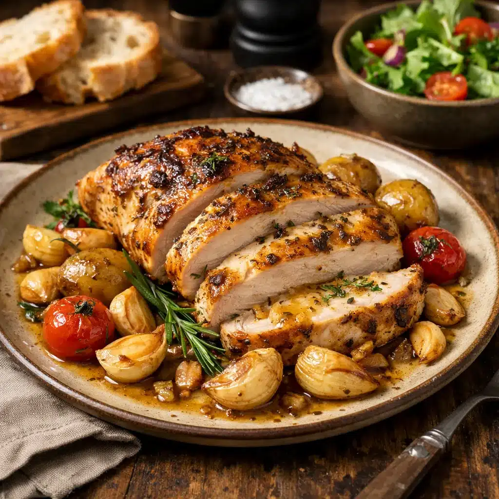 Pieczony filet z indyka z czosnkiem – kuchnia europejska