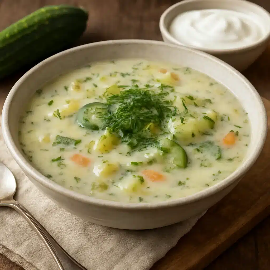 Zupa ogórkowa na jogurcie – kuchnia polska