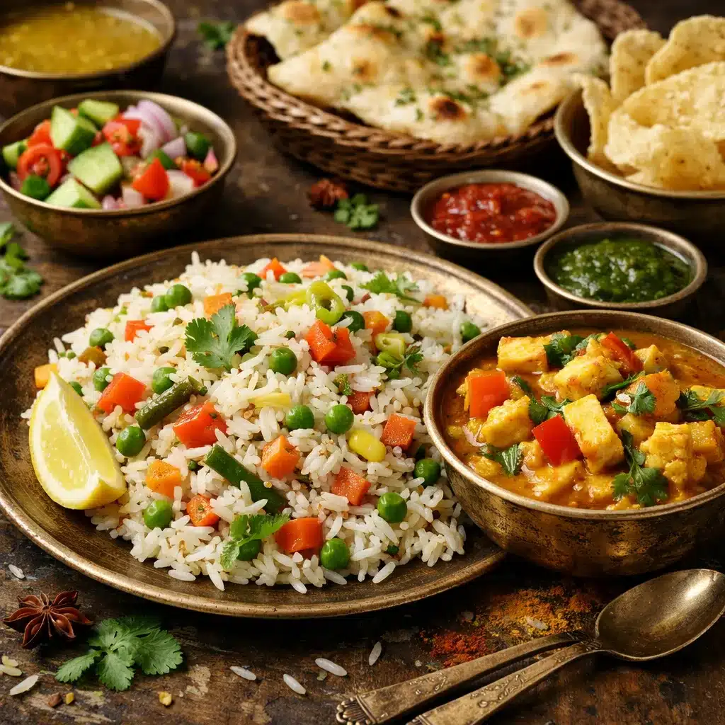 Ryż basmati z warzywami i curry – kuchnia indyjska