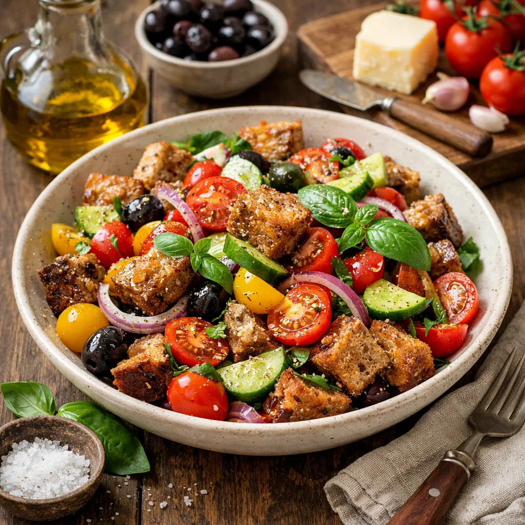 Sałatka panzanella pełnoziarnista – kuchnia włoska