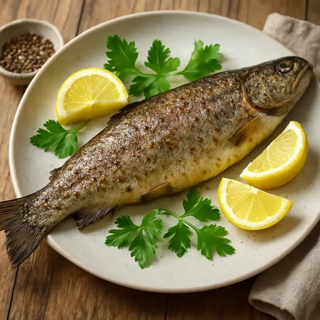 Pieczony pstrąg z cytryną – kuchnia europejska