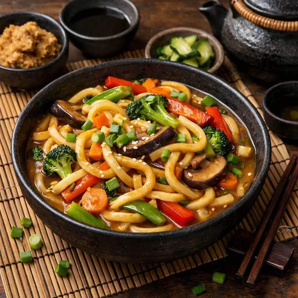 Makaron udon z warzywami i miso – kuchnia japońska