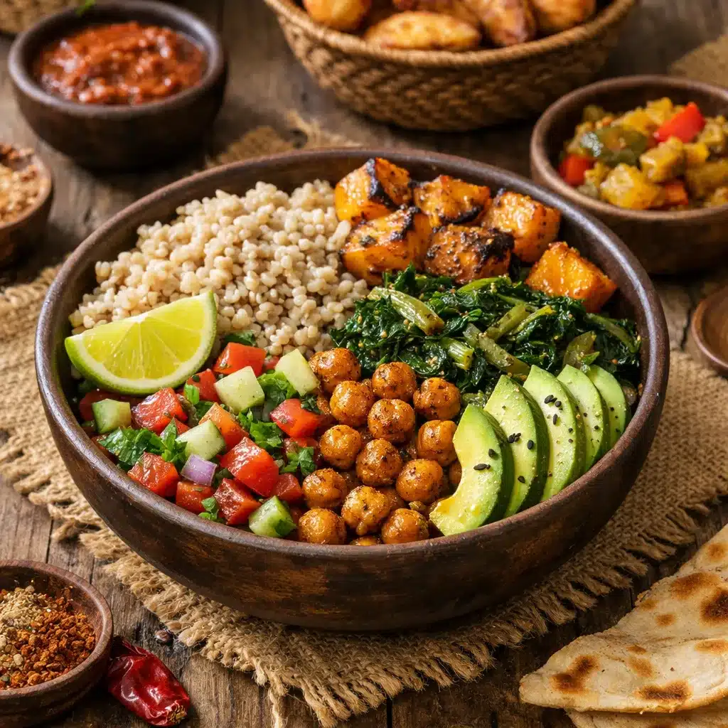 Bowl z kaszą sorgo i warzywami – kuchnia afrykańska