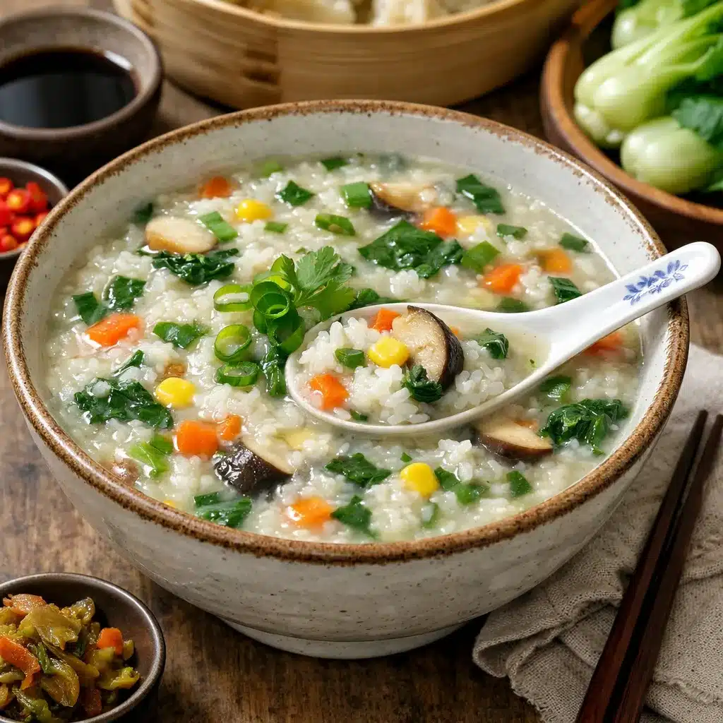 Zupa ryżowa congee z warzywami – kuchnia chińska