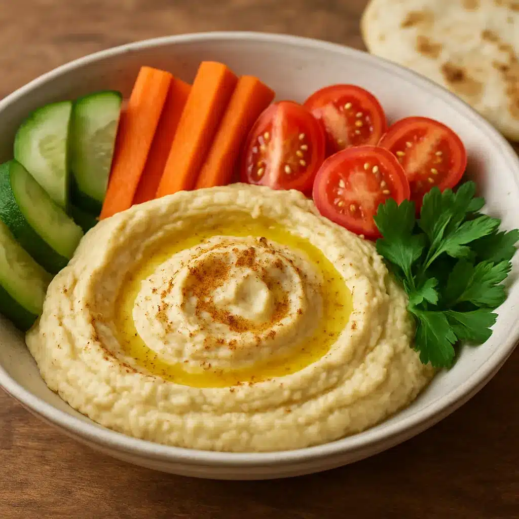 Bowl z hummusem i warzywami – kuchnia bliskowschodnia