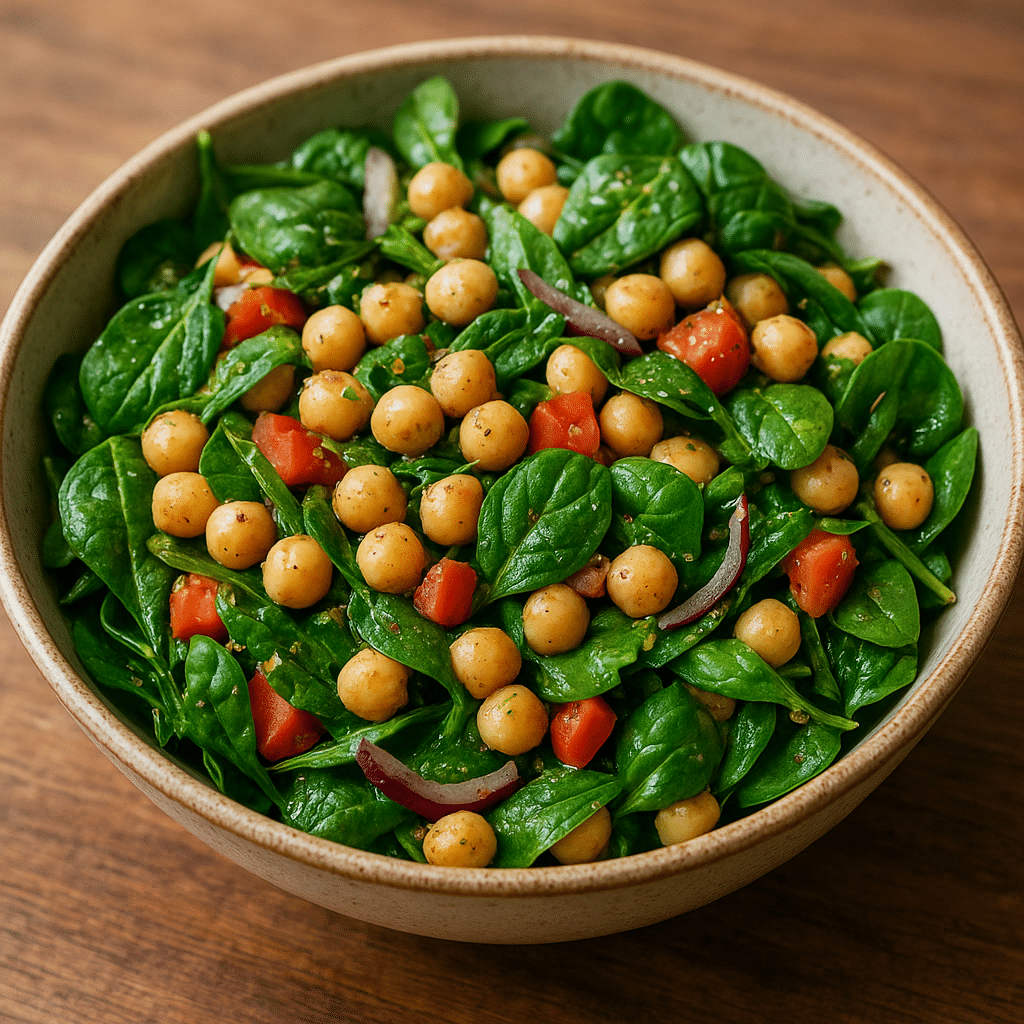 Sałatka z cieciorką i szpinakiem – kuchnia bliskowschodnia