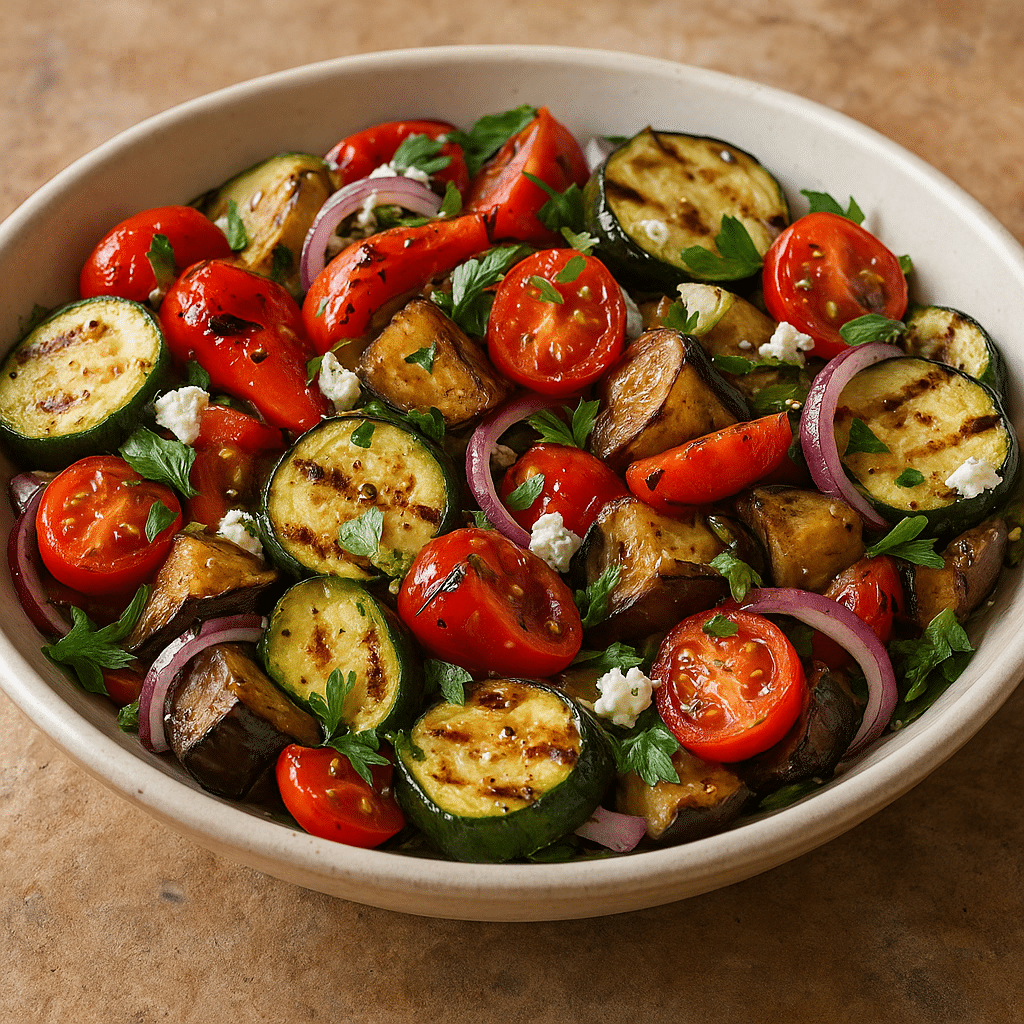 Sałatka z grillowanymi warzywami – kuchnia śródziemnomorska
