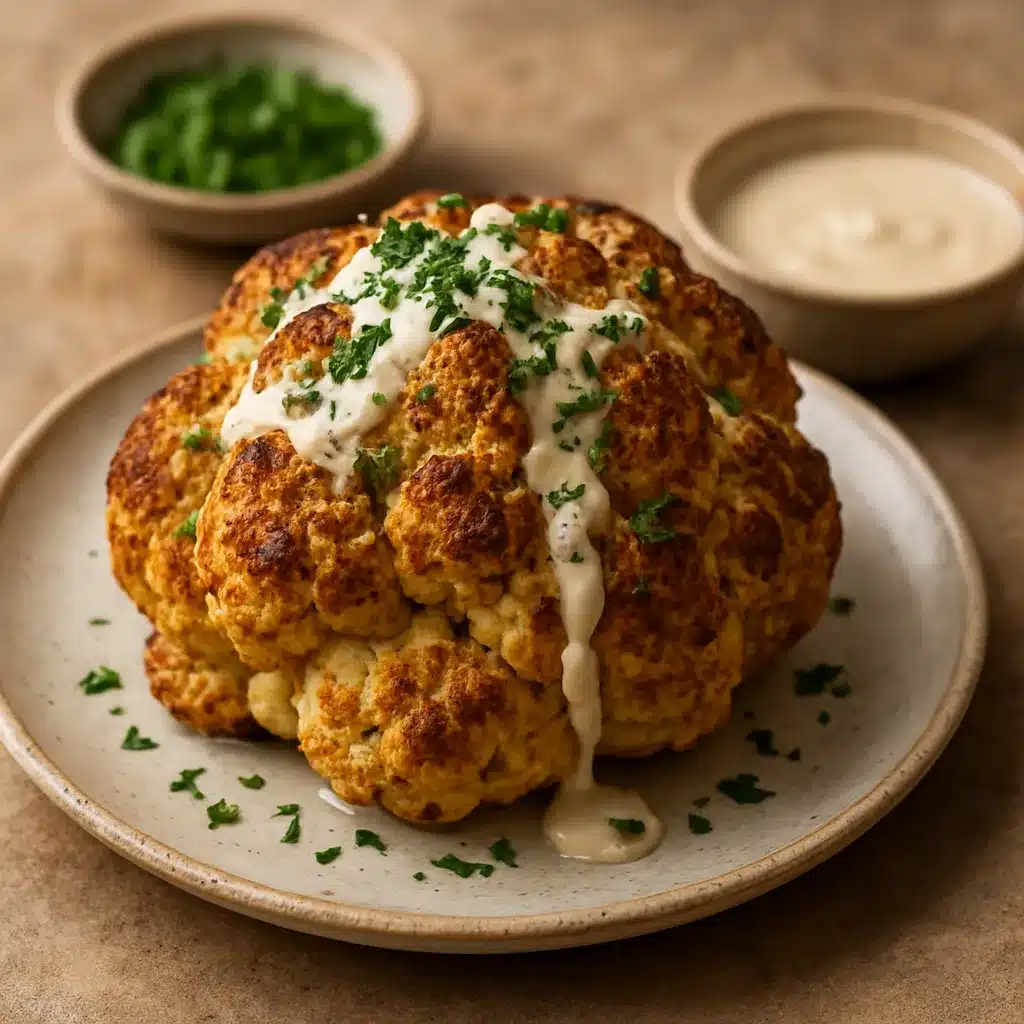 Pieczony kalafior z tahini – kuchnia bliskowschodnia