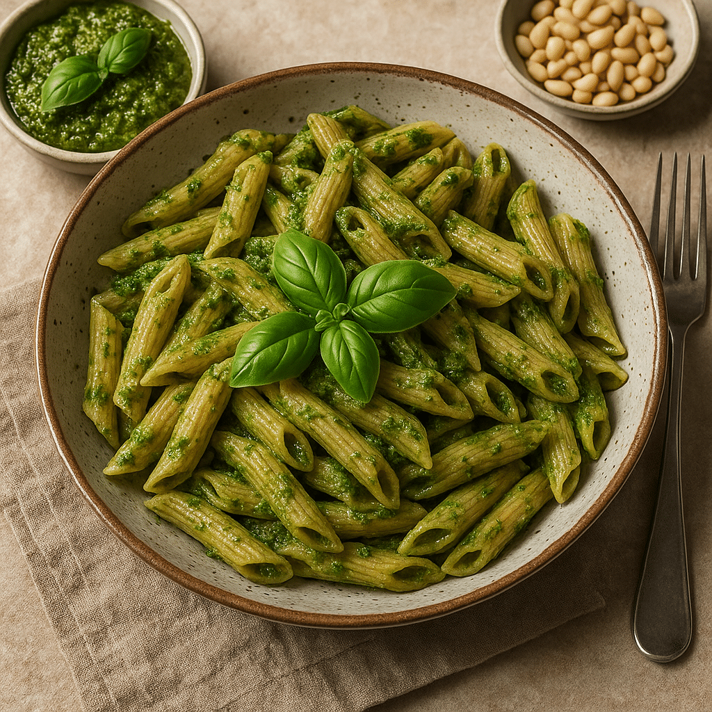 Makaron pełnoziarnisty z pesto – kuchnia włoska