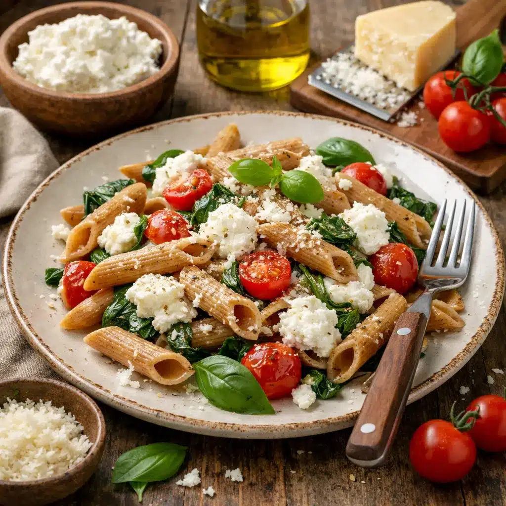 Makaron pełnoziarnisty z ricottą light – kuchnia włoska