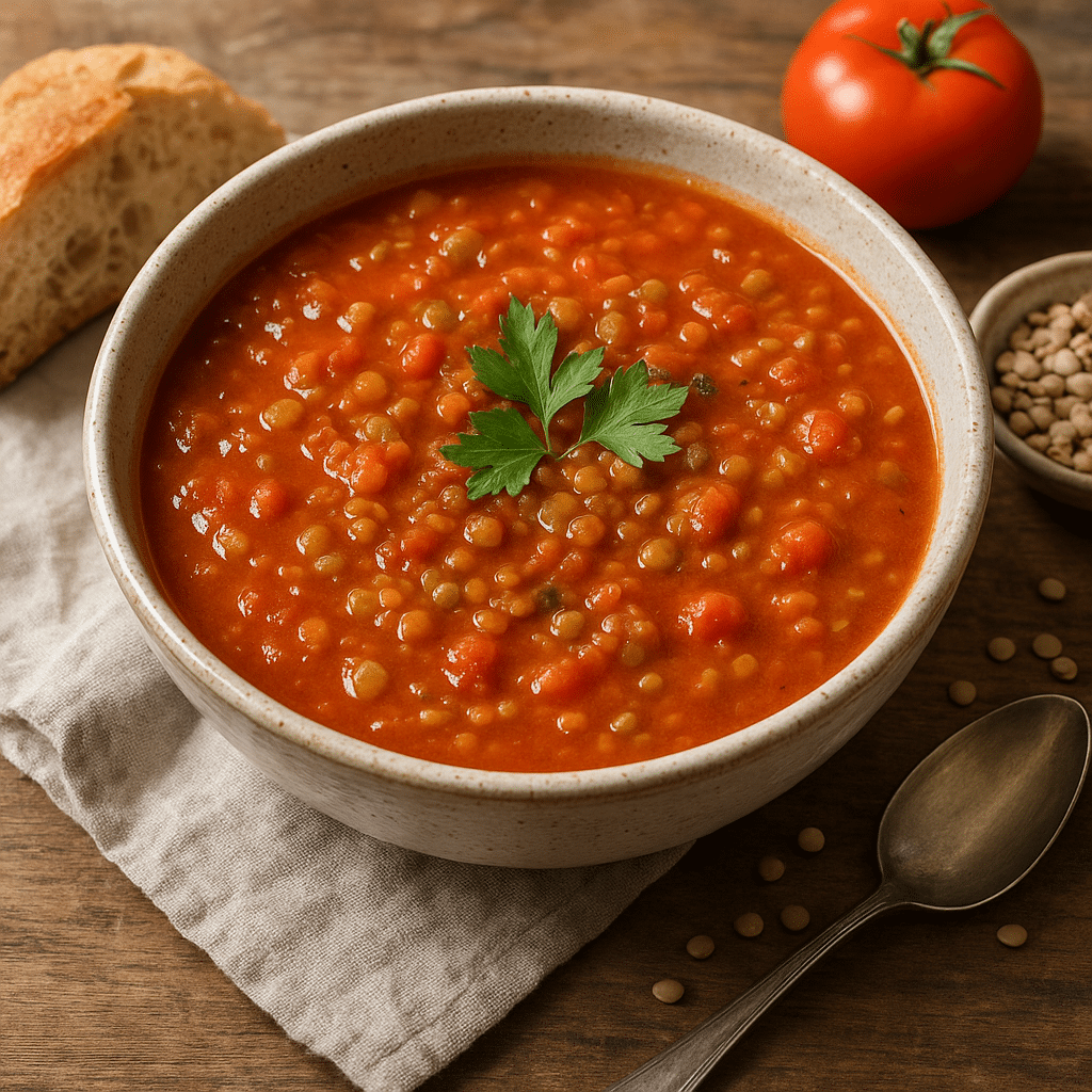 Zupa pomidorowa z soczewicą – kuchnia śródziemnomorska