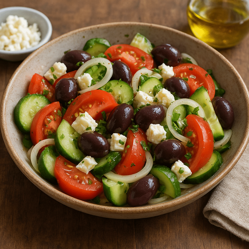 Sałatka z oliwkami i pomidorami – kuchnia grecka
